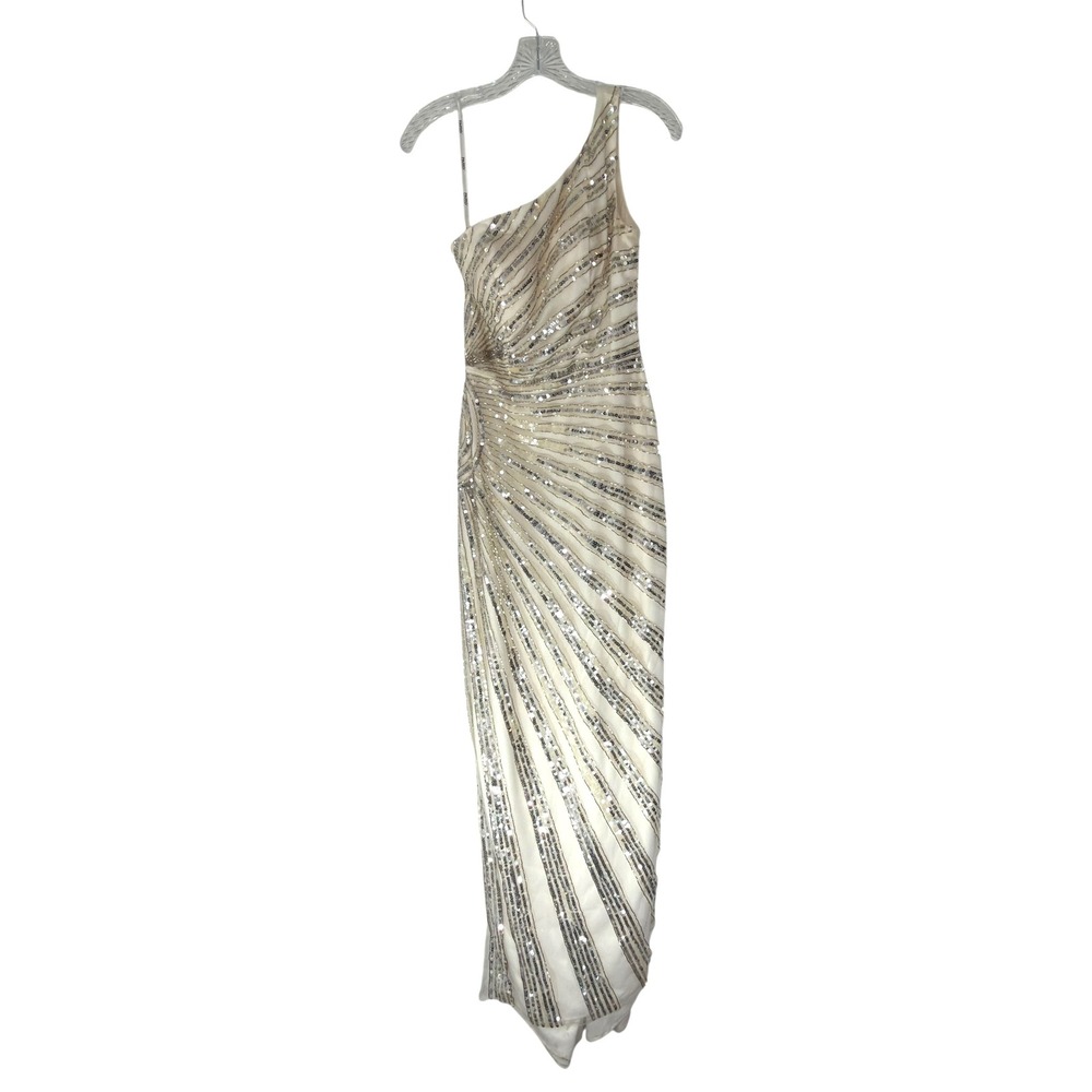 Tony‎ Bowls Formal Dress Sequin Gala Event Beaded White One Shoulder Size 4